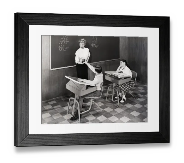 Framed Print : Students In Classroom With New Desks