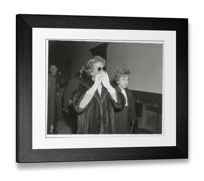 Framed Print : Madame Jean Walter Exiting Courthouse with Lawyer Framed Print : Madame Jean Walter Exiting Courthouse with Lawyer