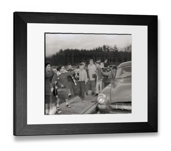 Framed Print : Girl Leaving Schoolmates Framed Print : Girl Leaving Schoolmates
