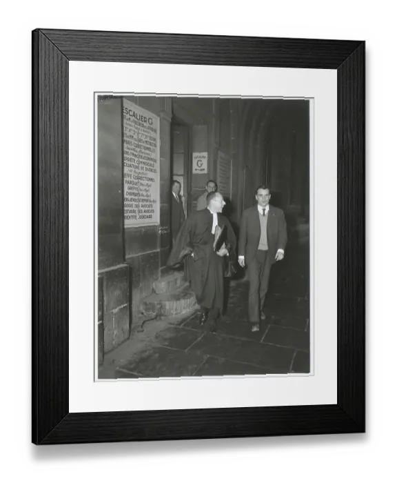 Framed Print : Jean Pierre Guillaume and Lawyer Exiting Palais De Justice Framed Print : Jean Pierre Guillaume and Lawyer Exiting Palais De Justice