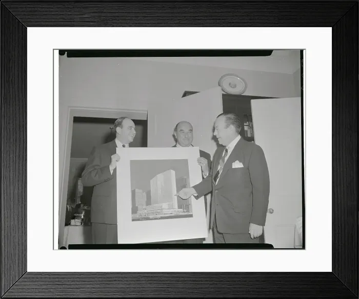 Framed Print : Zeckendorfs and Mayor Robert Wagner Discussing Building Plans Framed Print : Zeckendorfs and Mayor Robert Wagner Discussing Building Plans