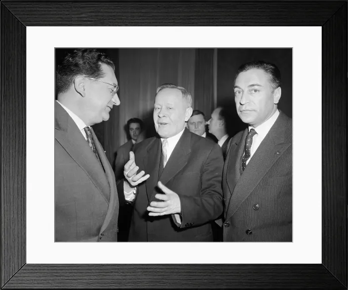 Framed Print : Soviet Atomist Chats with Jacques Soustelle Framed Print : Soviet Atomist Chats with Jacques Soustelle