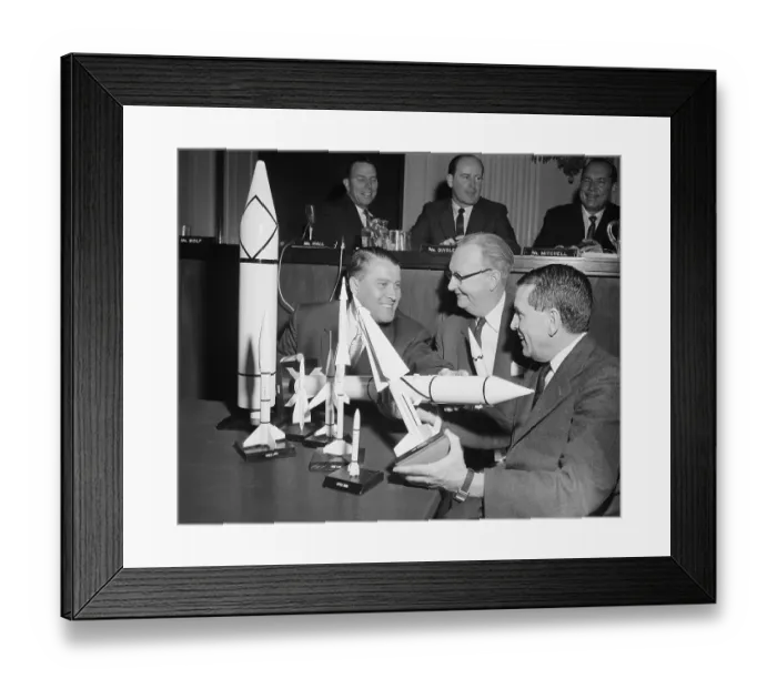 Framed Print : Congressmen Examine Missile Models Framed Print : Congressmen Examine Missile Models