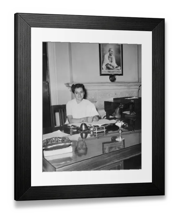 Framed Print : Indira Gandhi Sitting in the Presidential Chair Framed Print : Indira Gandhi Sitting in the Presidential Chair