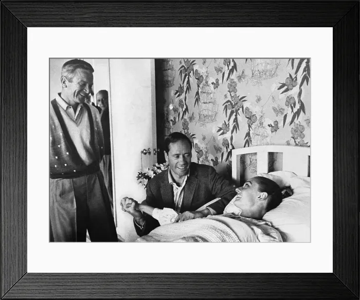 Framed Print : Mel Ferrer at Bedside of Injured Audrey Hepburn Framed Print : Mel Ferrer at Bedside of Injured Audrey Hepburn