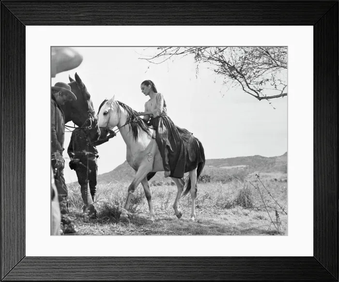Framed Print : Audrey Hepburn Riding Horse During Filming of The Unforgiven Framed Print : Audrey Hepburn Riding Horse During Filming of The Unforgiven