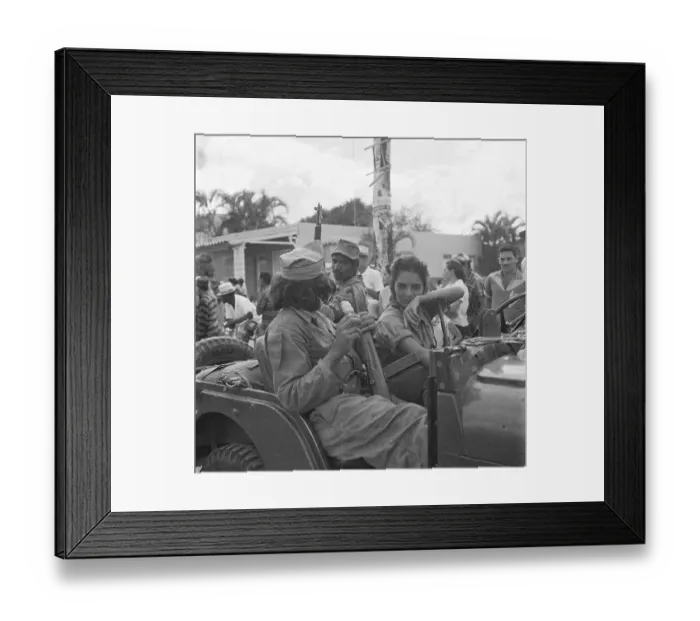 Framed Print : Fidel Castro Riding in Jeep with Soldiers Framed Print : Fidel Castro Riding in Jeep with Soldiers