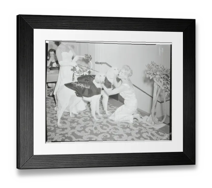 Framed Print : Joan Crawford Petting Russian Wolfhounds
