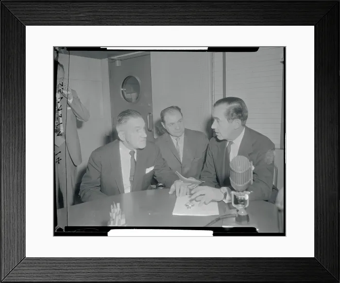 Framed Print : Edward R. Murrow Confiding with Politicians Framed Print : Edward R. Murrow Confiding with Politicians