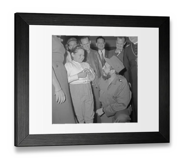 Framed Print : Fidel Castro Talking to Young Girl Framed Print : Fidel Castro Talking to Young Girl