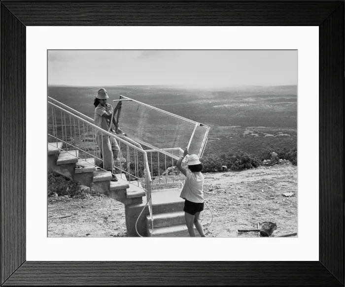 Framed Print : Women Carrying Bed At Kibbutz Framed Print : Women Carrying Bed At Kibbutz
