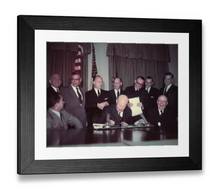Framed Print : Dwight Eisenhower Signing Alaska as a State Framed Print : Dwight Eisenhower Signing Alaska as a State