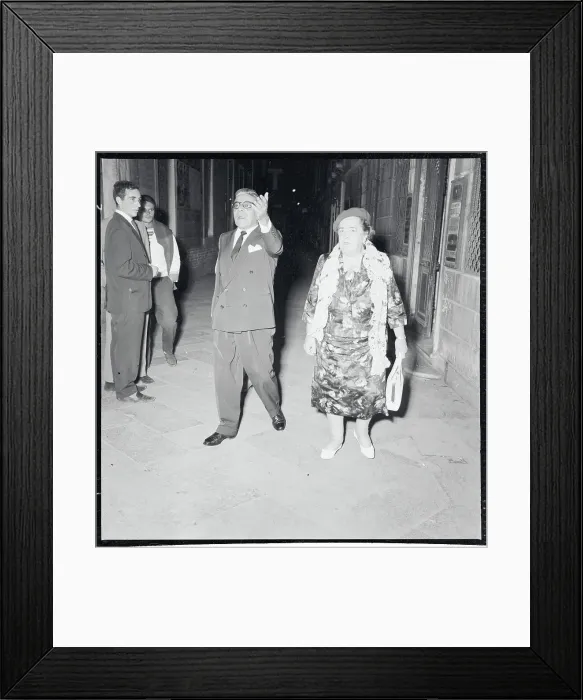 Framed Print : Elsa Maxwell Walking With Gentlemen Framed Print : Elsa Maxwell Walking With Gentlemen