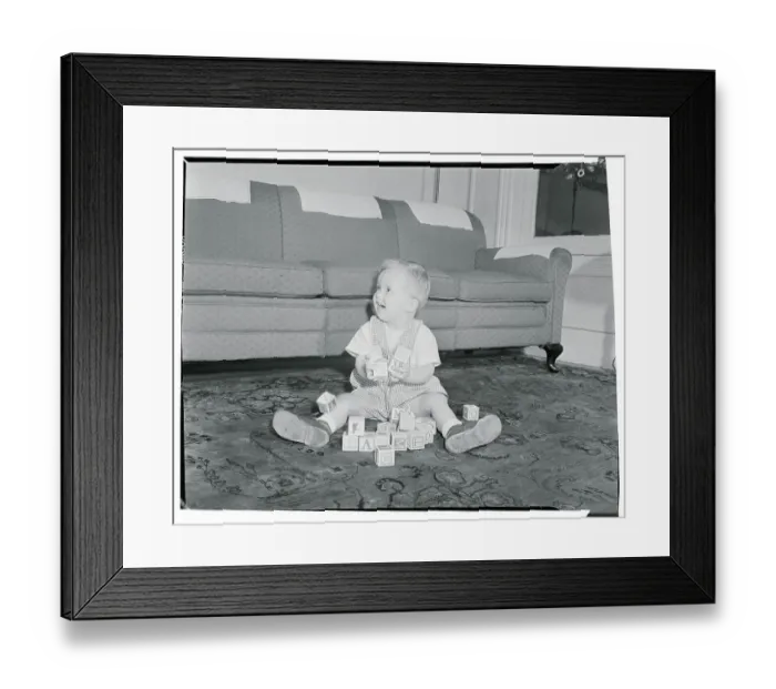 Framed Print : Boy Playing with Blocks Framed Print : Boy Playing with Blocks