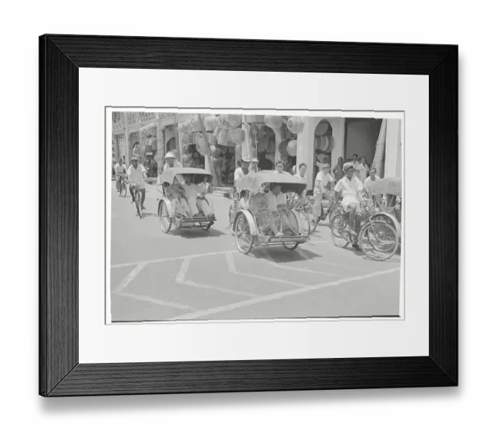 Framed Print : Rickshaw Traffic of Penang Framed Print : Rickshaw Traffic of Penang