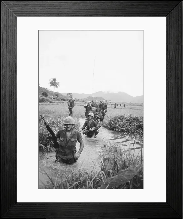 Framed Print : Soldiers Wading Through Water In Vietnam