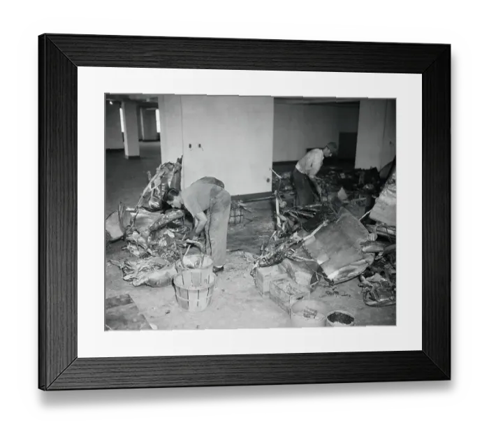 Framed Print : Cleaning Up After Plane Crash Framed Print : Cleaning Up After Plane Crash