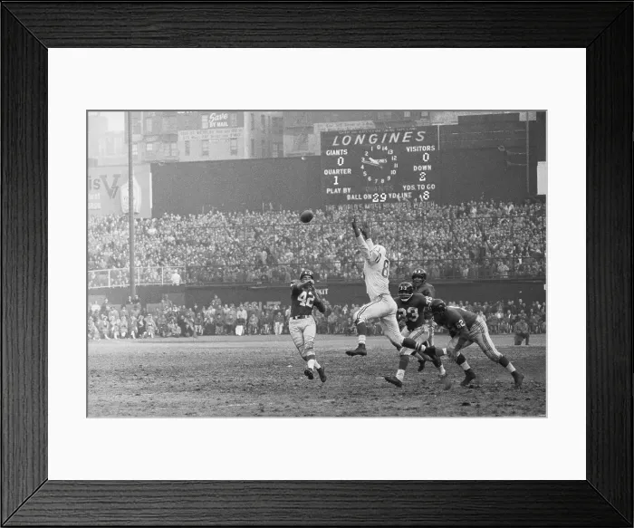 Framed Print : Charley Conerly, Gino Marchetti and Kyle Rote on Yankee Stadium Field Framed Print : Charley Conerly, Gino Marchetti and Kyle Rote on Yankee Stadium Field