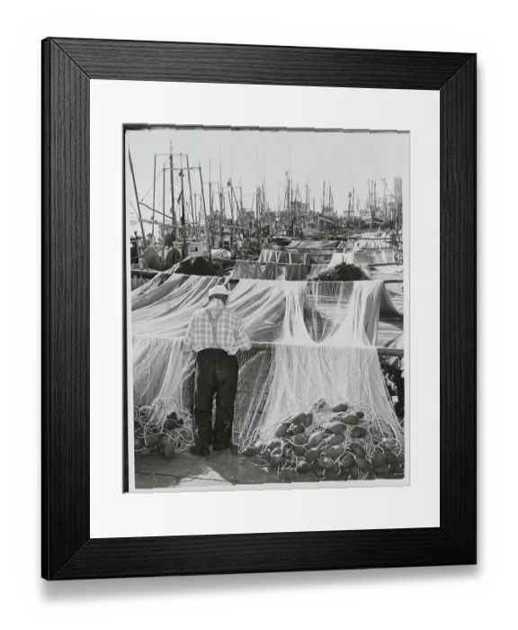 Framed Print : Fisherman Repairing a Net Framed Print : Fisherman Repairing a Net