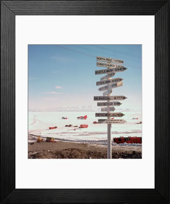 Framed Print : Signs Posted at Arctic Exploration Site Framed Print : Signs Posted at Arctic Exploration Site