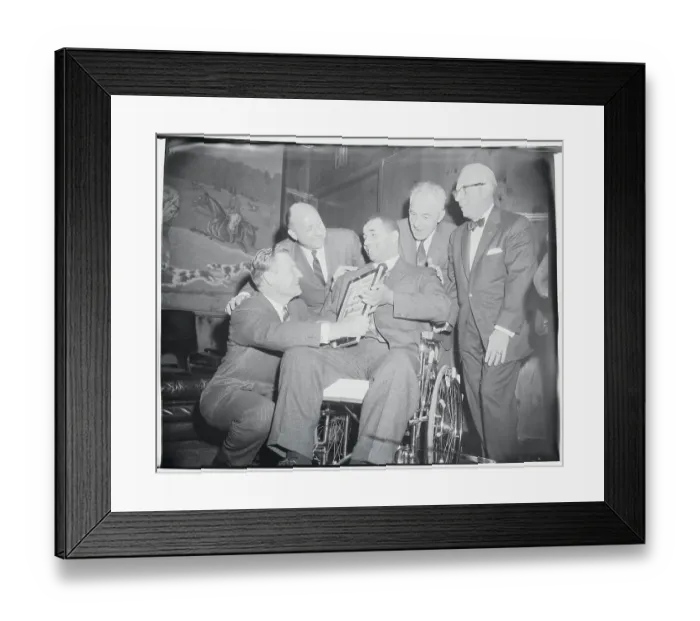Framed Print : Roy Campanella Posing with Award and Supporters Framed Print : Roy Campanella Posing with Award and Supporters