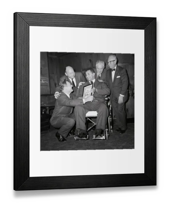 Framed Print : Roy Campanella In Wheelchair W / Award Framed Print : Roy Campanella In Wheelchair W / Award