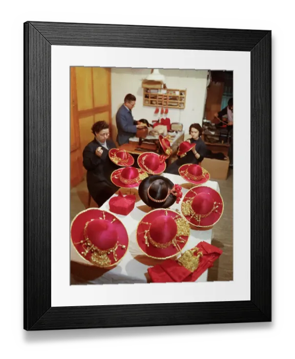 Framed Print : Workers Making Red Hats for Cardinals Framed Print : Workers Making Red Hats for Cardinals