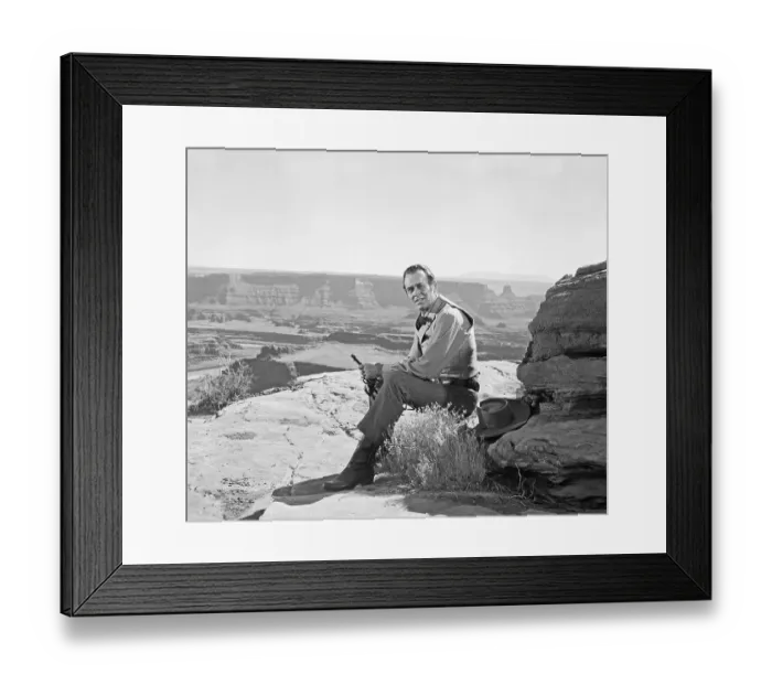 Framed Print : Henry Fonda in Southwest Landscape Framed Print : Henry Fonda in Southwest Landscape
