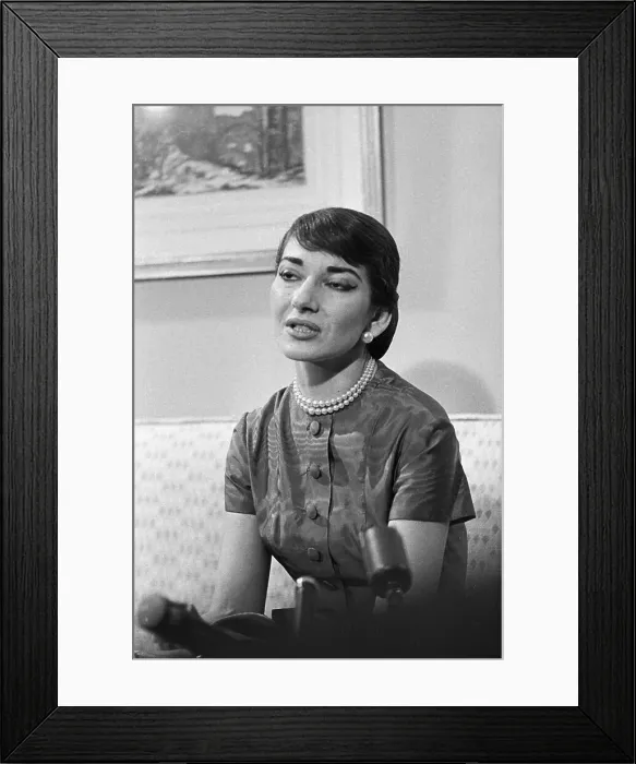 Framed Print : Soprano Maris Callas at Press Meeting