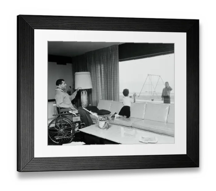 Framed Print : Roy Campanella in Wheelchair near His Children Framed Print : Roy Campanella in Wheelchair near His Children