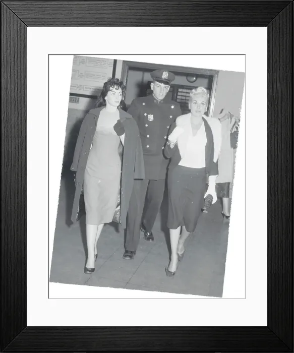 Framed Print : Police Officer Escorting Prostitutes Framed Print : Police Officer Escorting Prostitutes