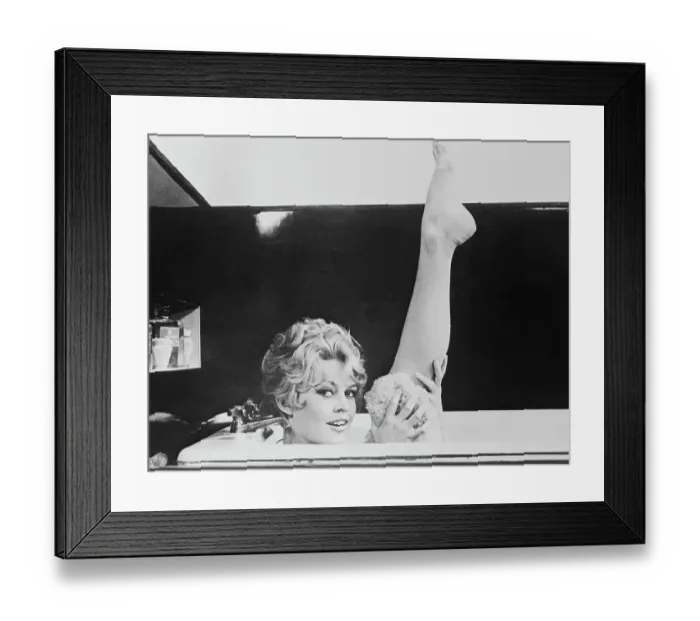 Framed Print : Actress Brigitte Bardot Holding up Leg in Bathtub Framed Print : Actress Brigitte Bardot Holding up Leg in Bathtub