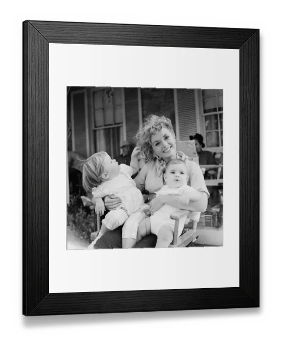 Framed Print : Debbie Reynolds Holding Her Children Framed Print : Debbie Reynolds Holding Her Children