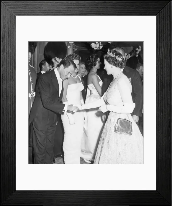 Framed Print : Frank Sinatra Bows to Queen Elizabeth II Framed Print : Frank Sinatra Bows to Queen Elizabeth II