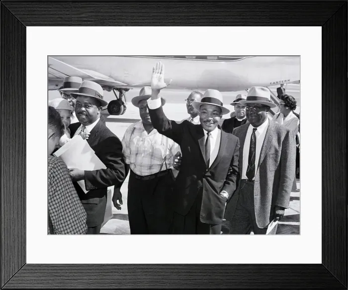 Framed Print : Martin Luther King Waving From Airport Framed Print : Martin Luther King Waving From Airport