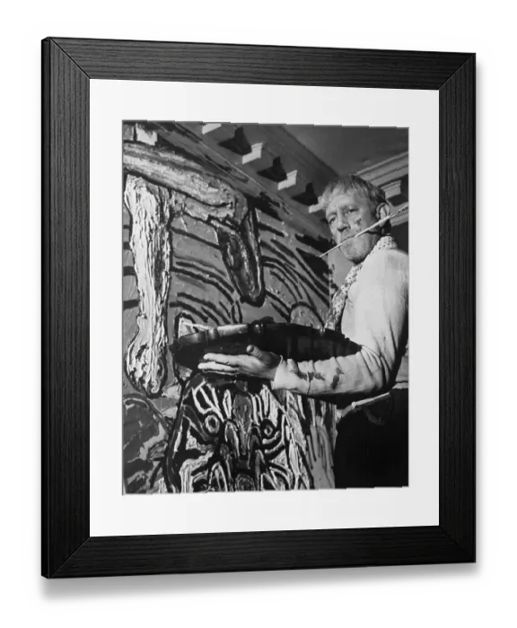Framed Print : Alec Guinness As Artist, Holding Brush in Mouth Framed Print : Alec Guinness As Artist, Holding Brush in Mouth