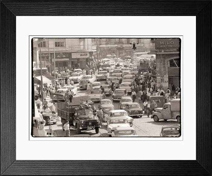 Framed Print : Pedestrians and Cars Crowd Beirut Street Framed Print : Pedestrians and Cars Crowd Beirut Street