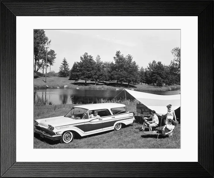 Framed Print : Family Picnicking with Mercury Station Wagon Framed Print : Family Picnicking with Mercury Station Wagon