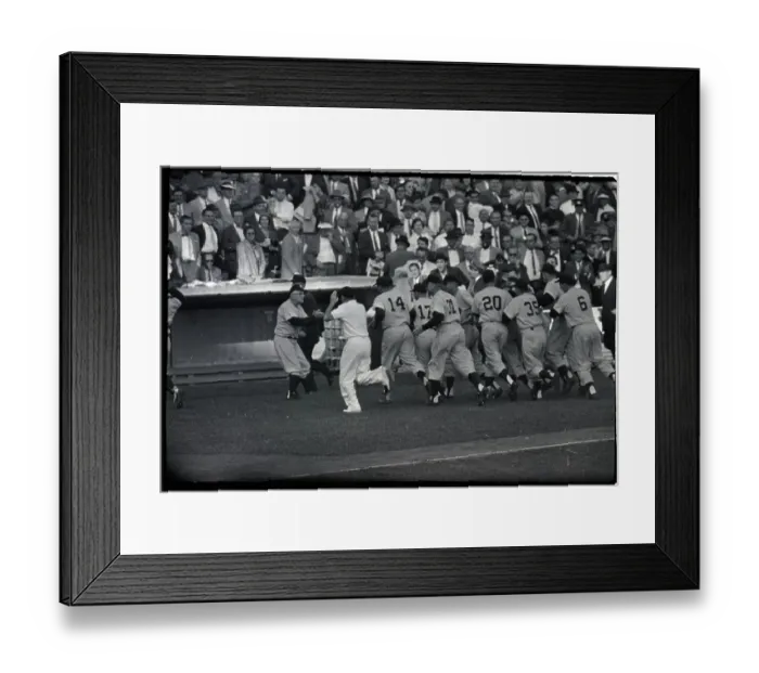 Framed Print : Yankees Running Into Dugout Framed Print : Yankees Running Into Dugout