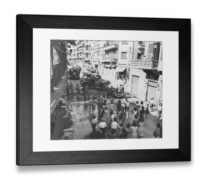 Framed Print : Women Phalangist Demonstrators in Street Framed Print : Women Phalangist Demonstrators in Street