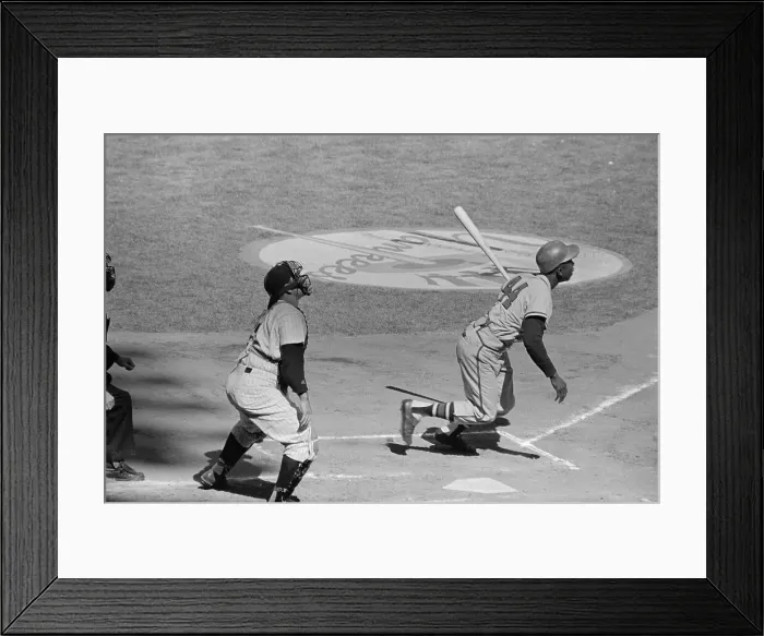 Framed Print : Hank Aaron Batting at the 1958 World Series Framed Print : Hank Aaron Batting at the 1958 World Series