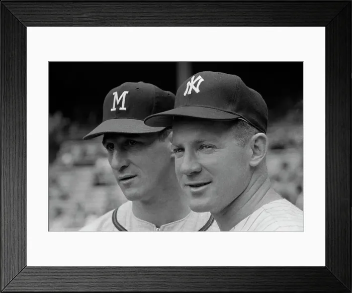 Framed Print : Pitchers Warren Spahn and Whitey Ford (R) Framed Print : Pitchers Warren Spahn and Whitey Ford (R)