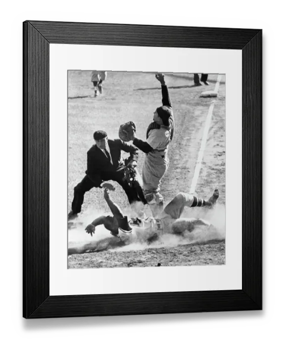 Framed Print : Wes Covington Slides Into Home In Series