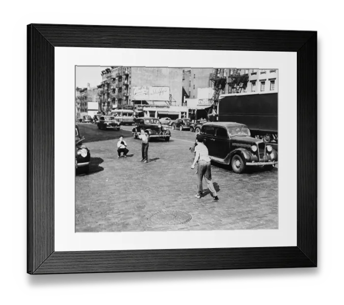 Framed Print : Kids Playing Stickball in New York Street Framed Print : Kids Playing Stickball in New York Street