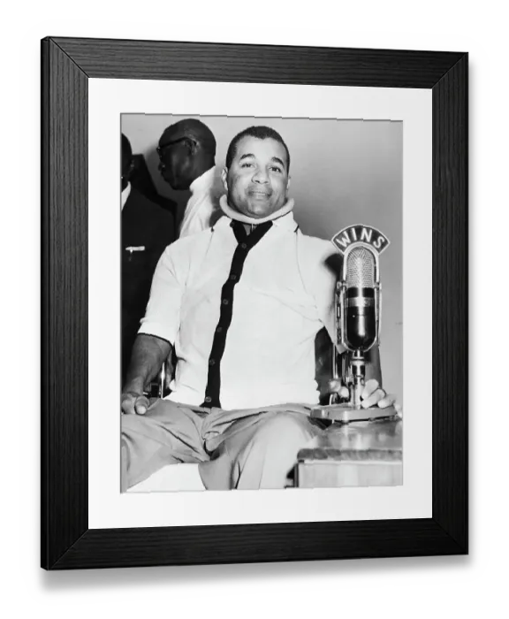 Framed Print : Roy Campanella W / Neck Brace @ Microphone Framed Print : Roy Campanella W / Neck Brace @ Microphone