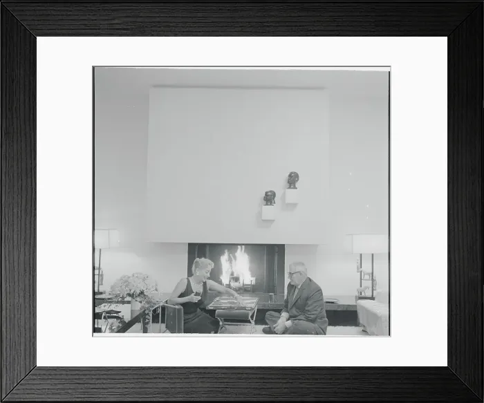 Framed Print : Joan Crawford and Alfred Steele Relaxing by Fireplace Framed Print : Joan Crawford and Alfred Steele Relaxing by Fireplace