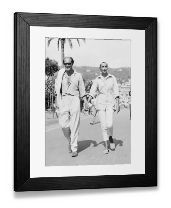 Framed Print : Rex Harrison Walking with Kay Kendall on Vacation Framed Print : Rex Harrison Walking with Kay Kendall on Vacation