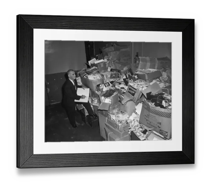 Framed Print : Pile of Pornography at Police Station Framed Print : Pile of Pornography at Police Station