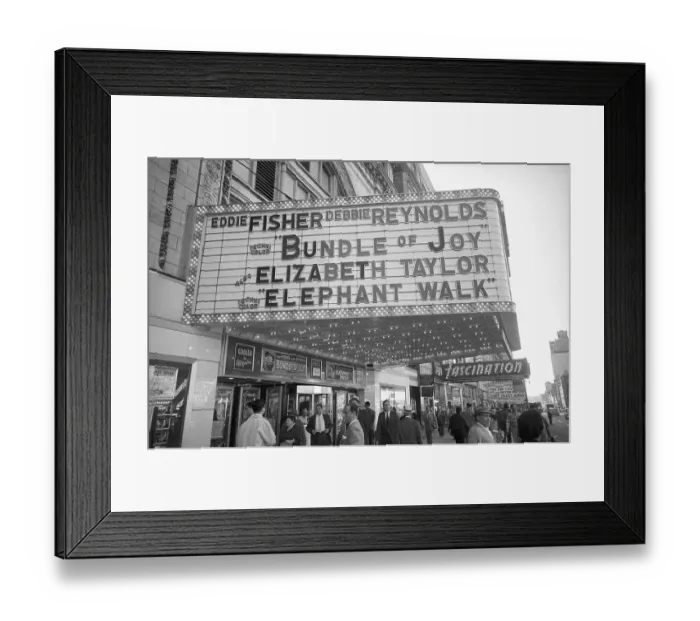 Framed Print : Debbie Reynolds, Eddie Fisher and Liz Taylor on Marque Framed Print : Debbie Reynolds, Eddie Fisher and Liz Taylor on Marque