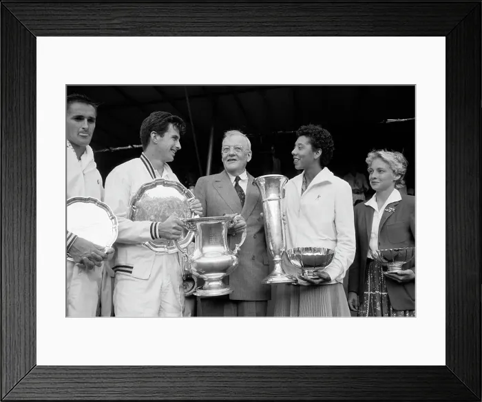 Framed Print : Althea Gibson and Ashley Cooper with Trophies Framed Print : Althea Gibson and Ashley Cooper with Trophies